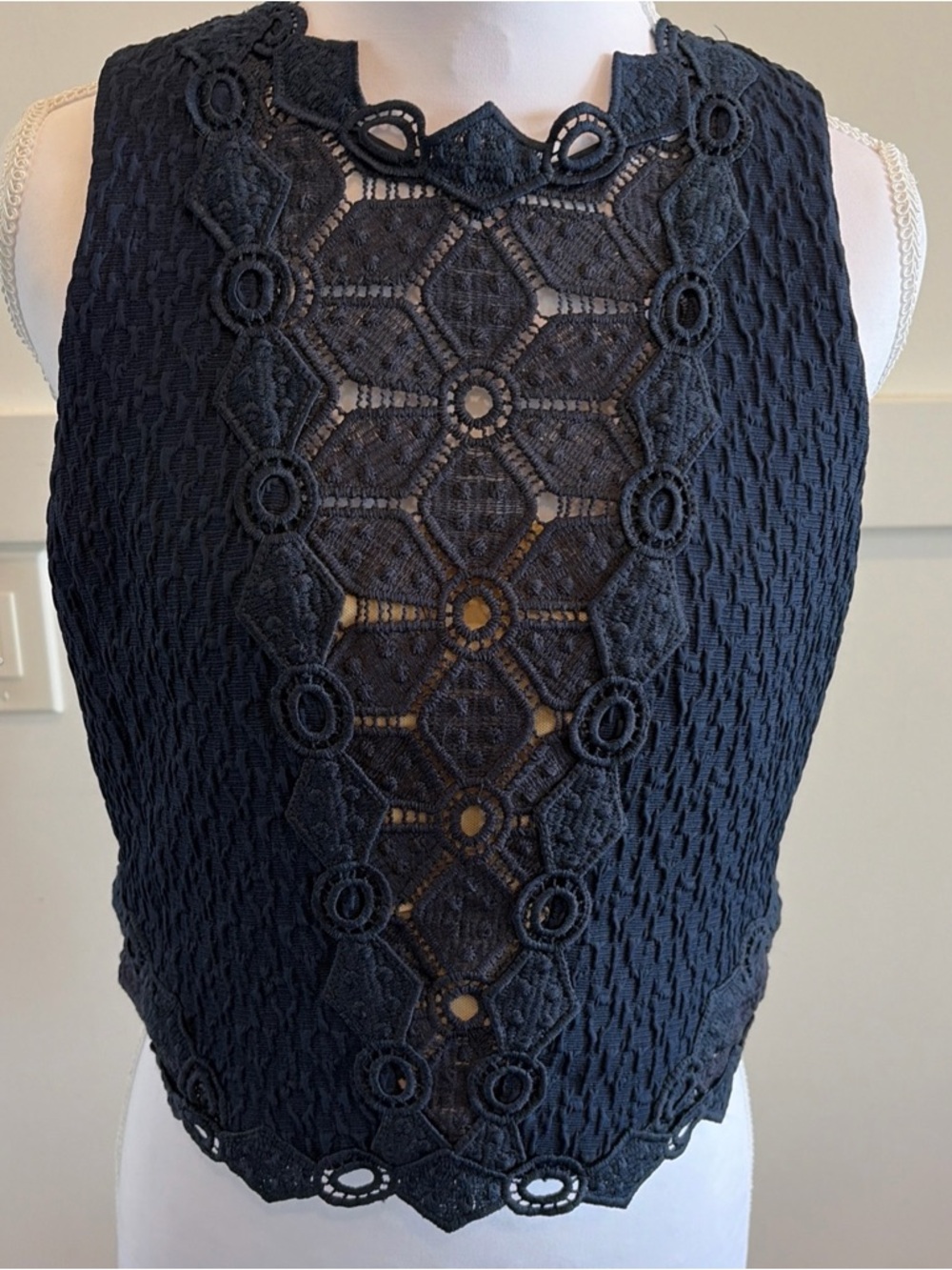 Rebecca Taylor Navy Blue Crepe Blouse- $325 MSRP - Hidden Back Zip - Picture 5 of 9